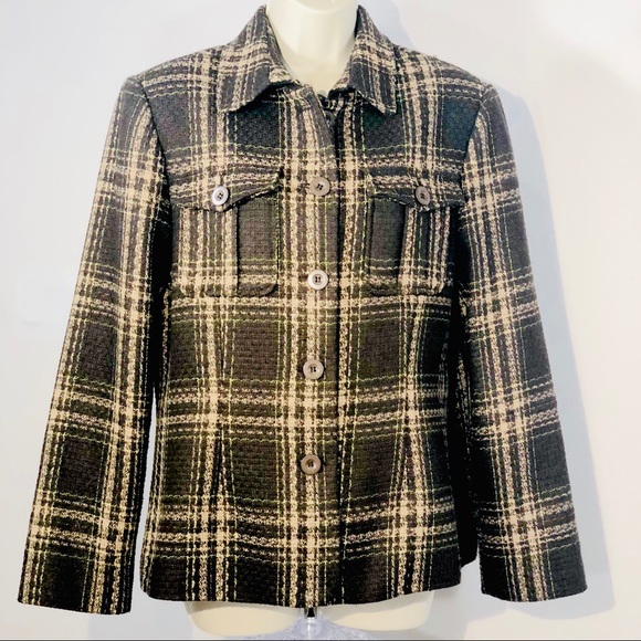 Justin Taylor for Sui Brown Plaid Blazer Size 14 - Picture 1 of 8
